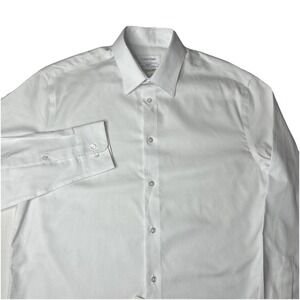 CALVIN KLEIN Mens M 15.5 32/33 Steel Regular Fit Wrinkle-Free Dress Shirt White